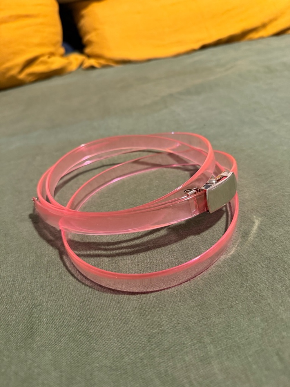 Japanese Clear Pink Wrap Belt with Silver Buckle - Women Accessories